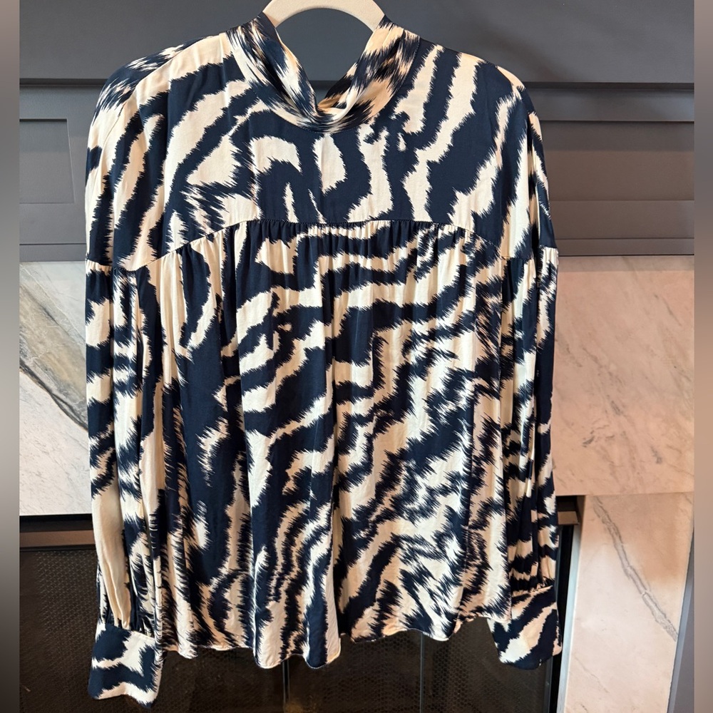 Ted Baker London Zebra Print Blouse in Black and Cream